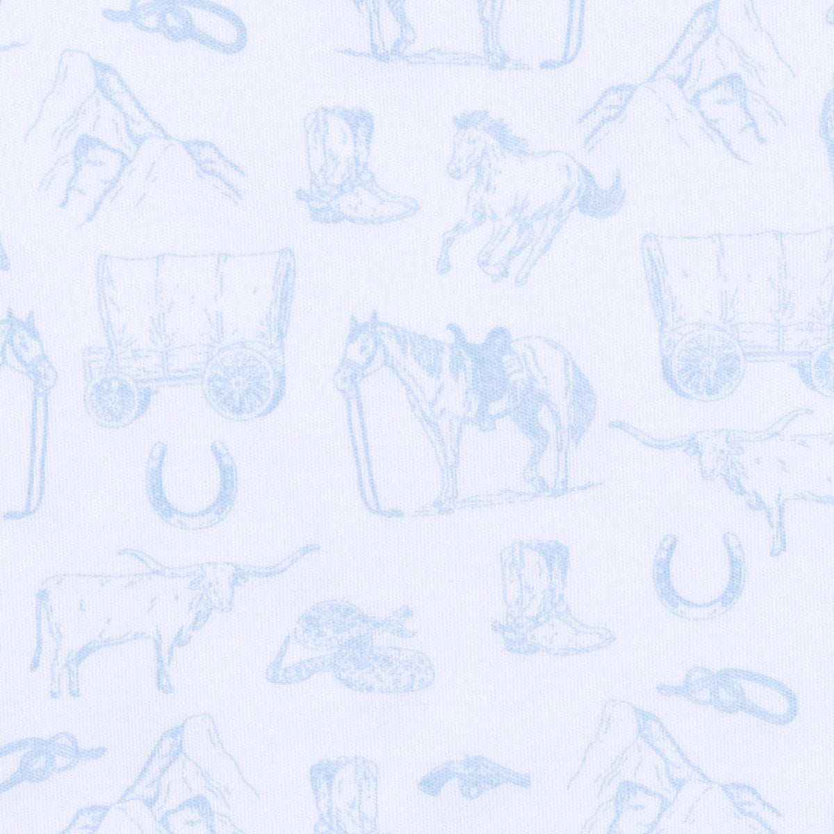 Wild West Toile Gathered Gown - Light Blue: 3 Months