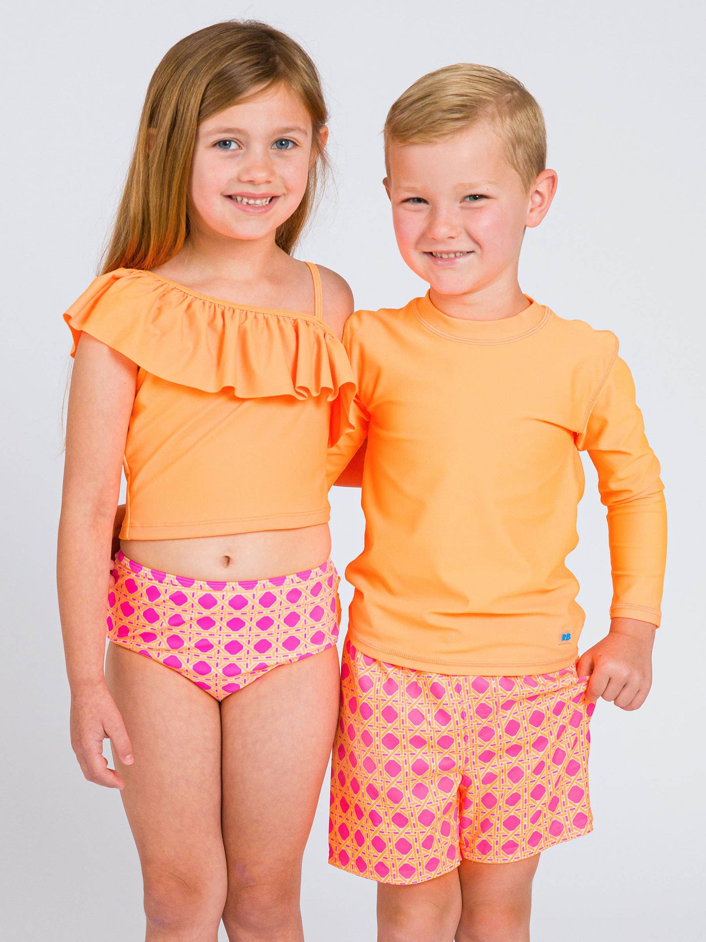 Boys Neon Orange Long Sleeve Rash Guard: Orange