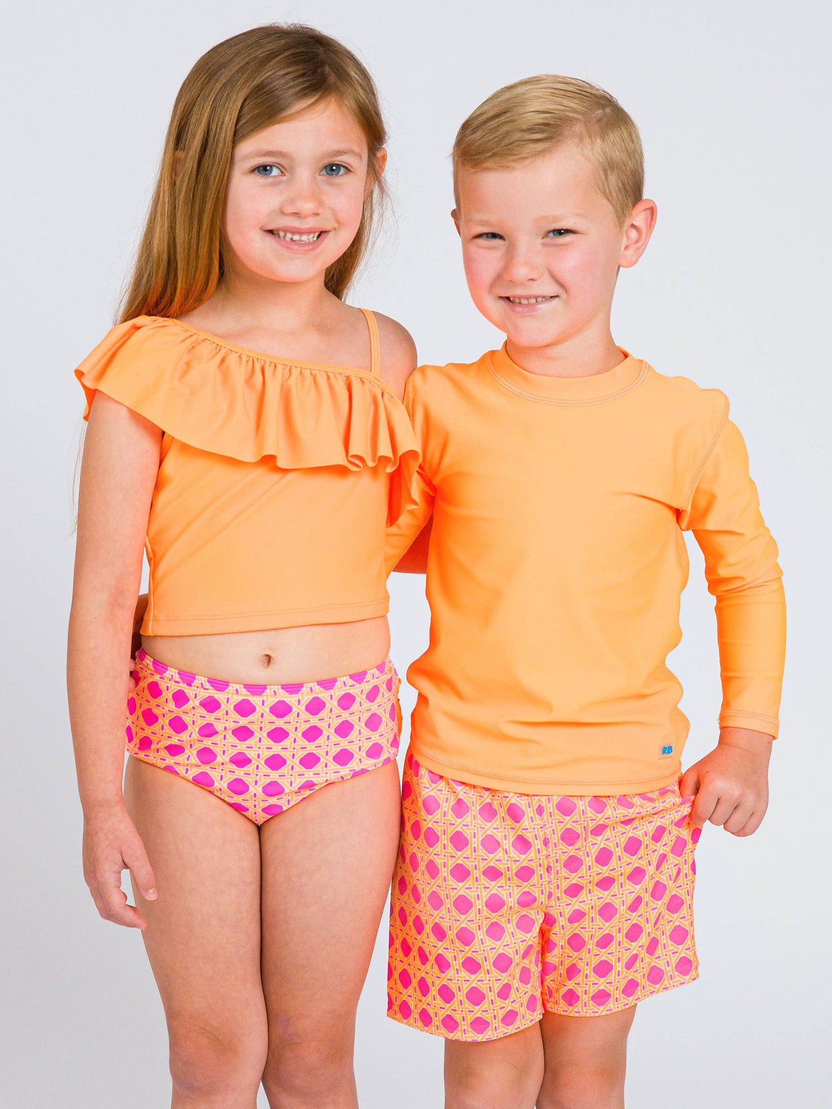 Boys Neon Orange Long Sleeve Rash Guard: Orange