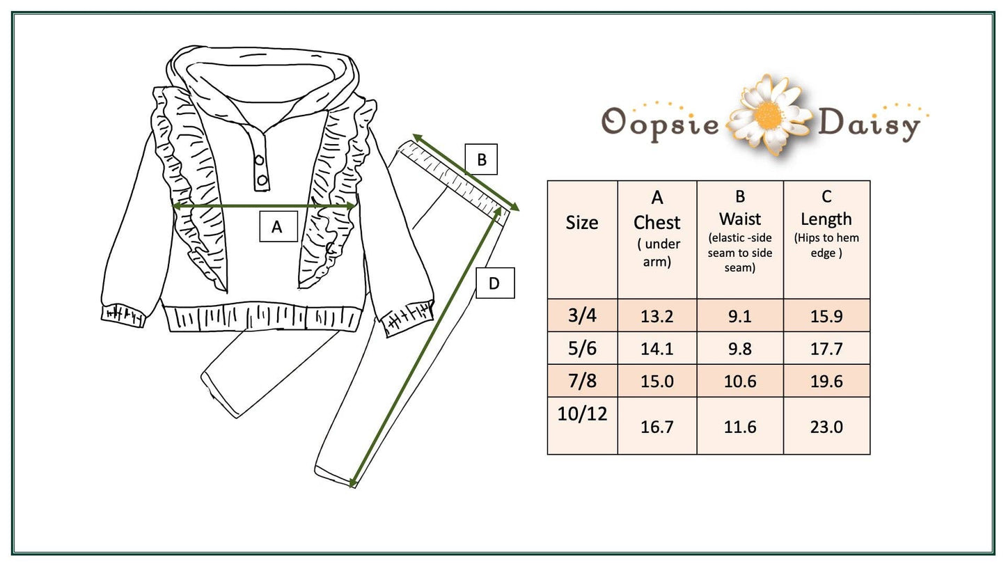 Kids Sage Double Ruffle Button Hoodie & Stripe Leggings Set: