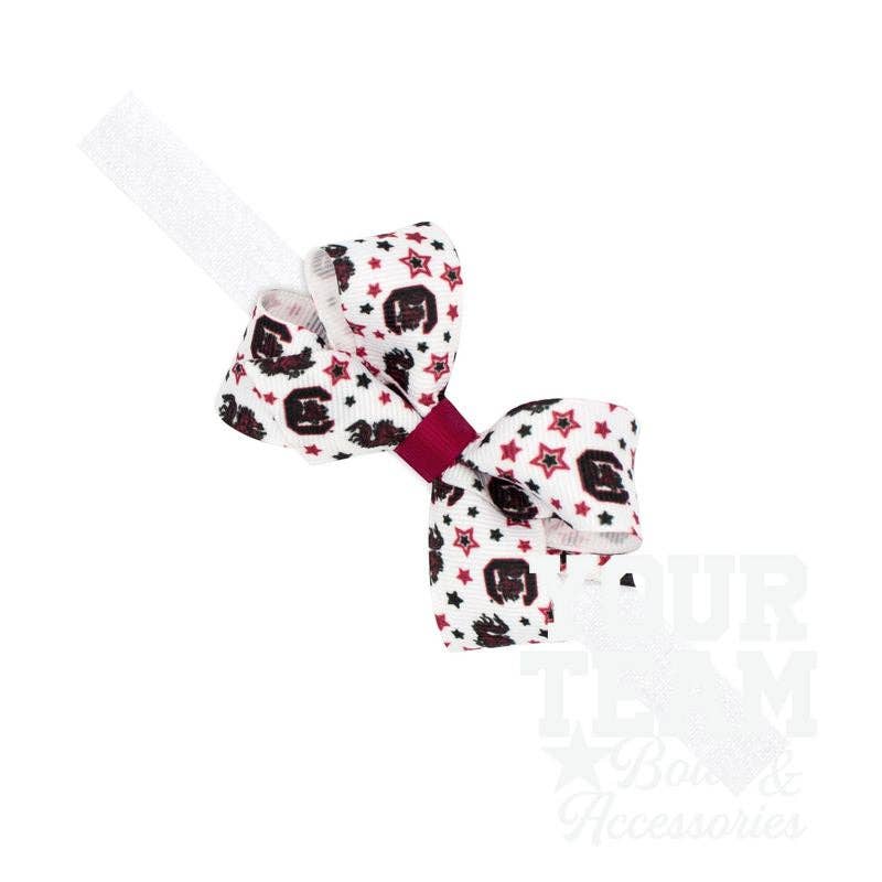 Mini South Carolina Logo Print Hair Bow on Baby Band: SOUTH CAROLINA / ONE SIZE