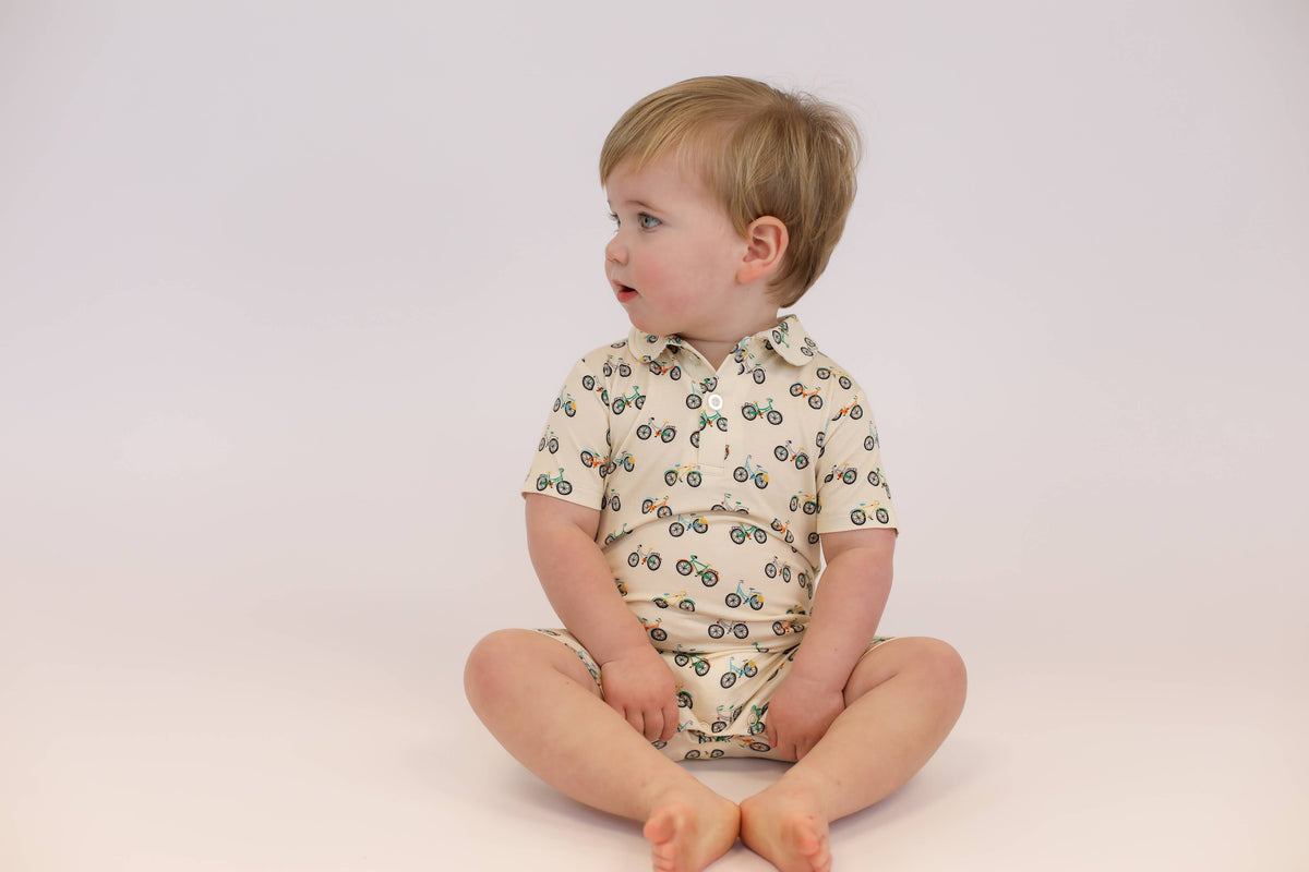Bike Buddies Short Sleeve Polo Romper 