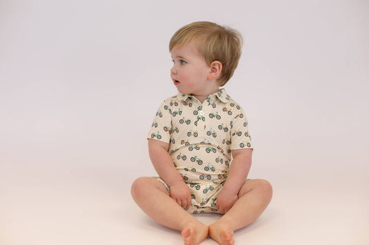 Bike Buddies Short Sleeve Polo Romper 