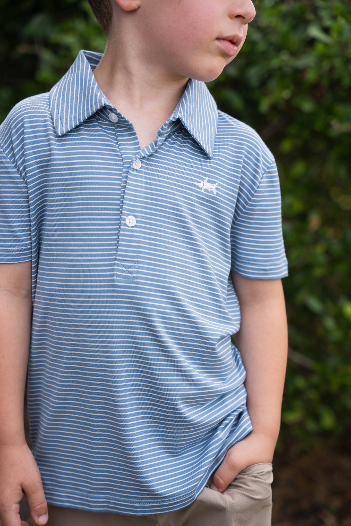 Banks Boys Performance SS Polo Blue/White Stripe : Blue/White Stripe