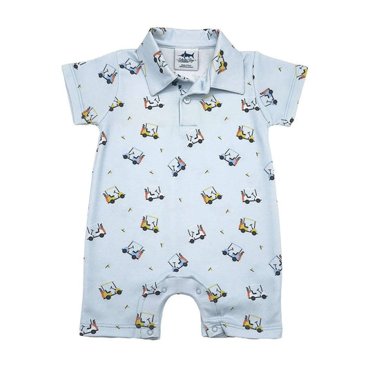 Signature Pima Boys Polo SS Romper Golf Carts