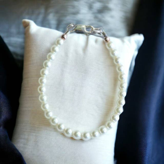 Classic Pearl (WHITE) Baby Child Kid Bracelet: White / 5