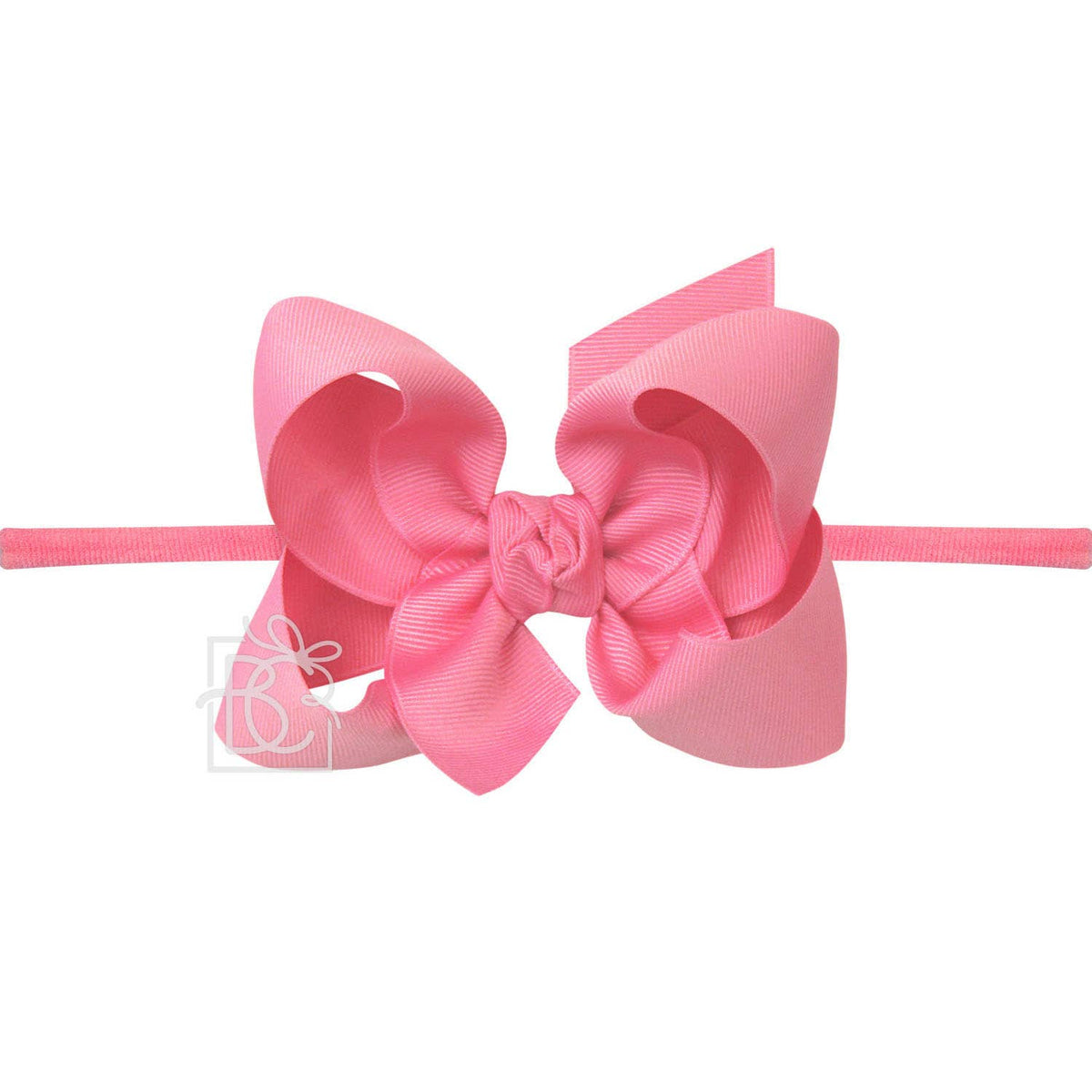 1/4" NYLON PANTYHOSE HEADBAND W/SIGNATURE GROSGRAIN BOW: L. ORCHID / 2" Toddler