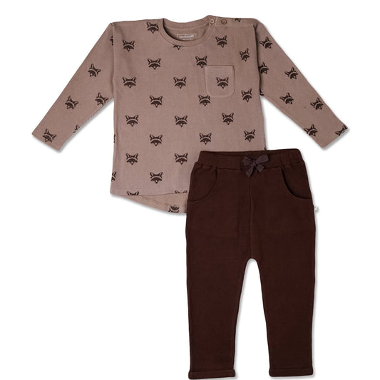 Organic Tee & Foldover Pants Set - Fox