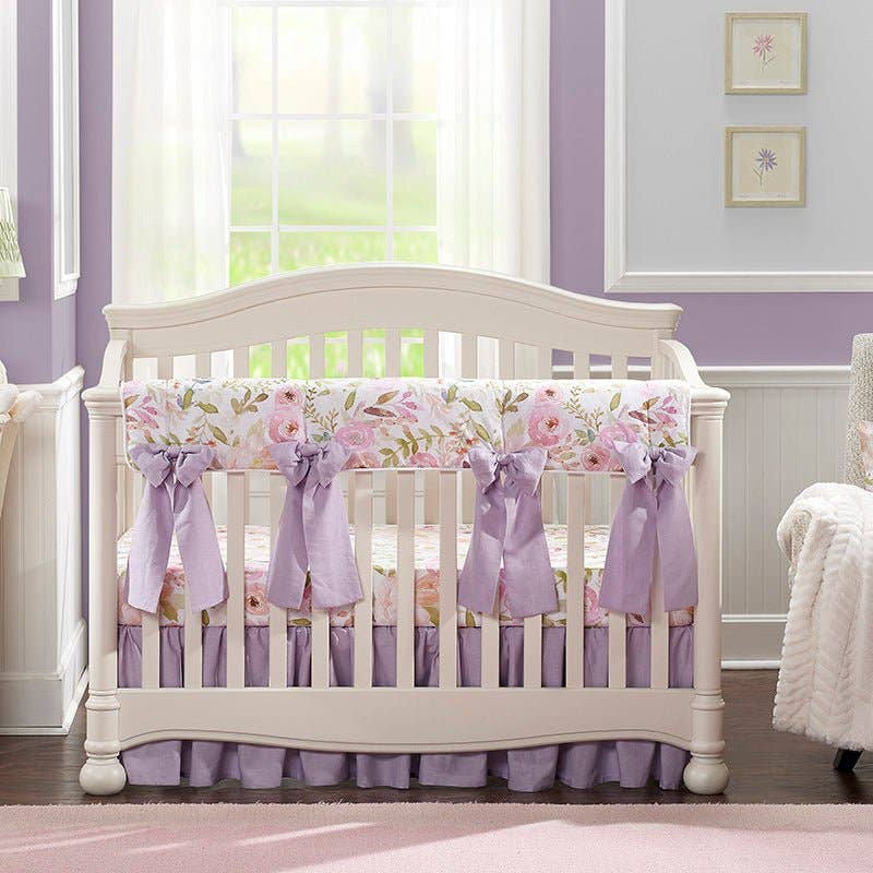 Blush Watercolor Floral 8-pc. Crib Bedding Set: Petal Pink