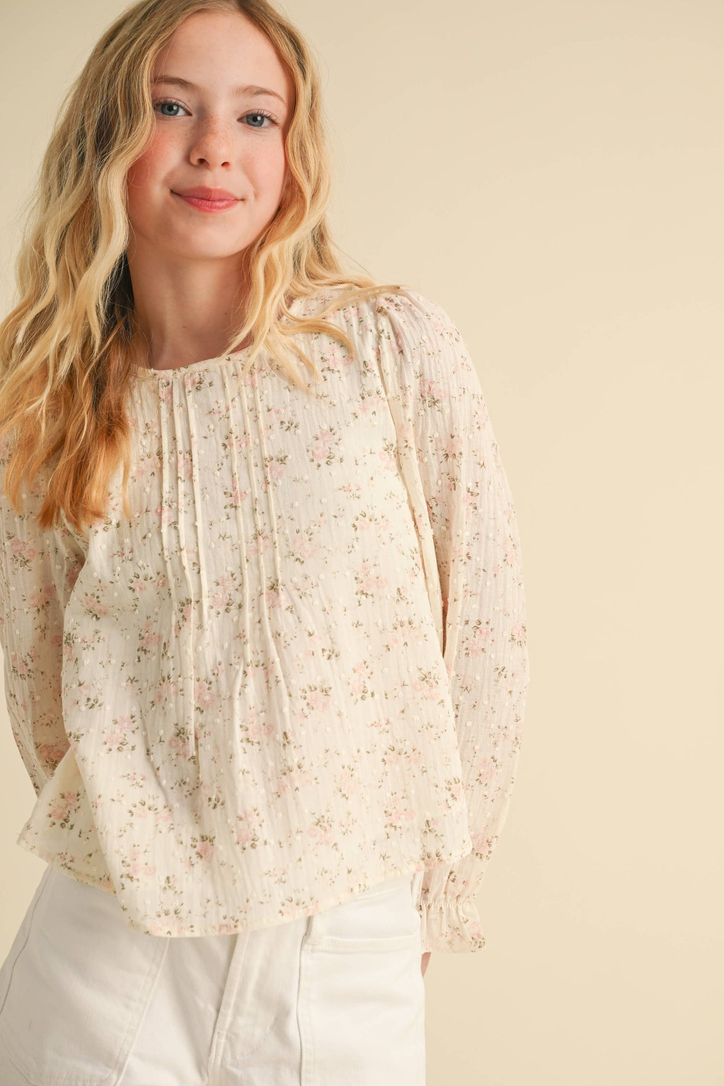 Girl's Pintuck Billow Top