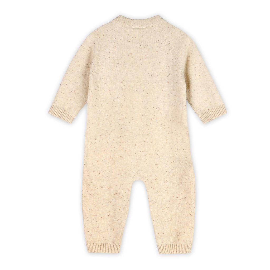 Safari Animals Baby Knit Jumpsuit (Organic Cotton): Oatmeal