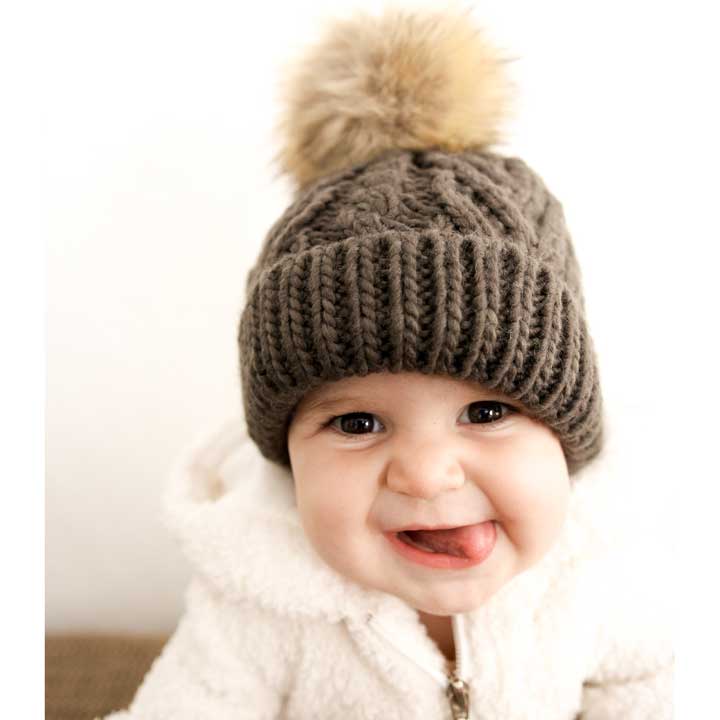 Loden Green Pop Pom Pom Beanie Hat Baby & Kids