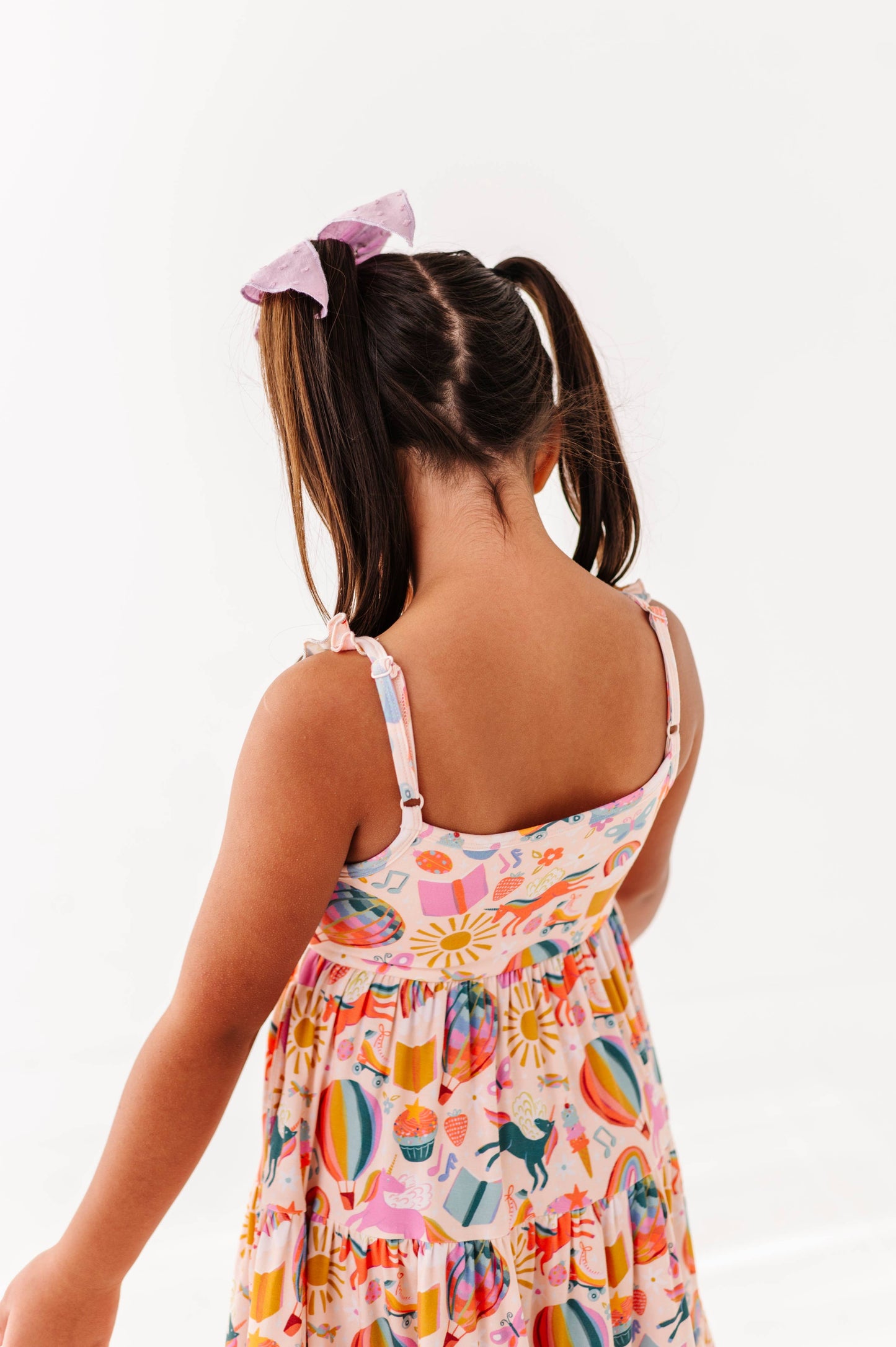 Retro Rainbow Ruffle Bamboo Dress