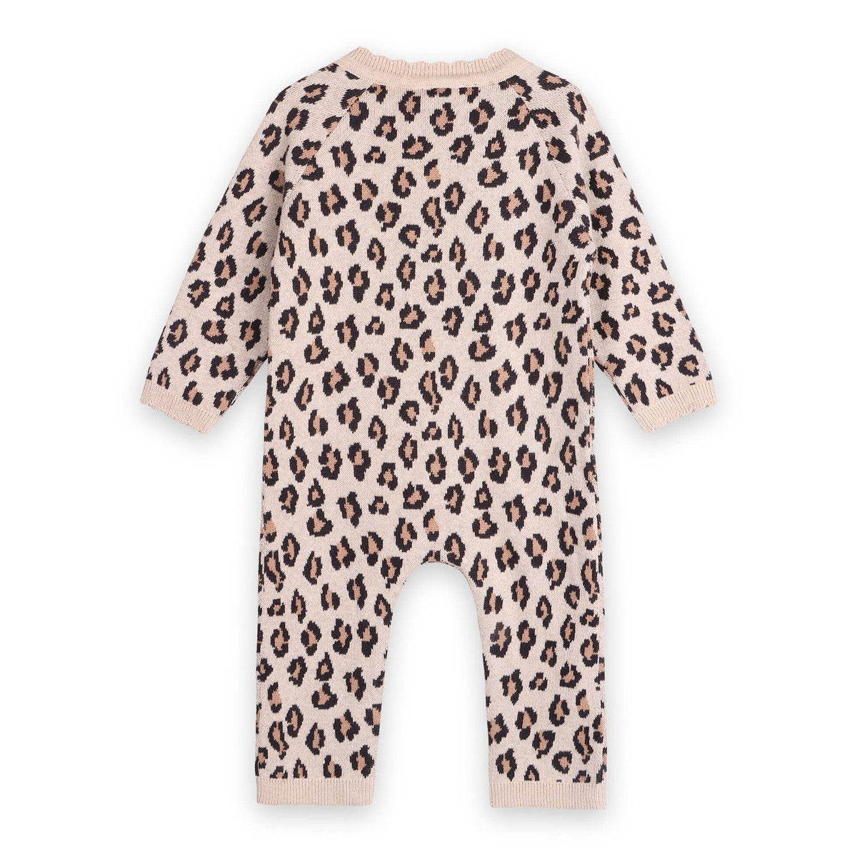 Leopard Jacquard Knit Baby Jumpsuit (Organic Cotton): Oatmeal Heather / 12-18M