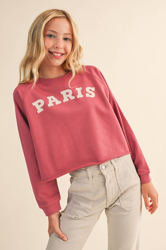 Girl's Cropped Paris Sweatshirt