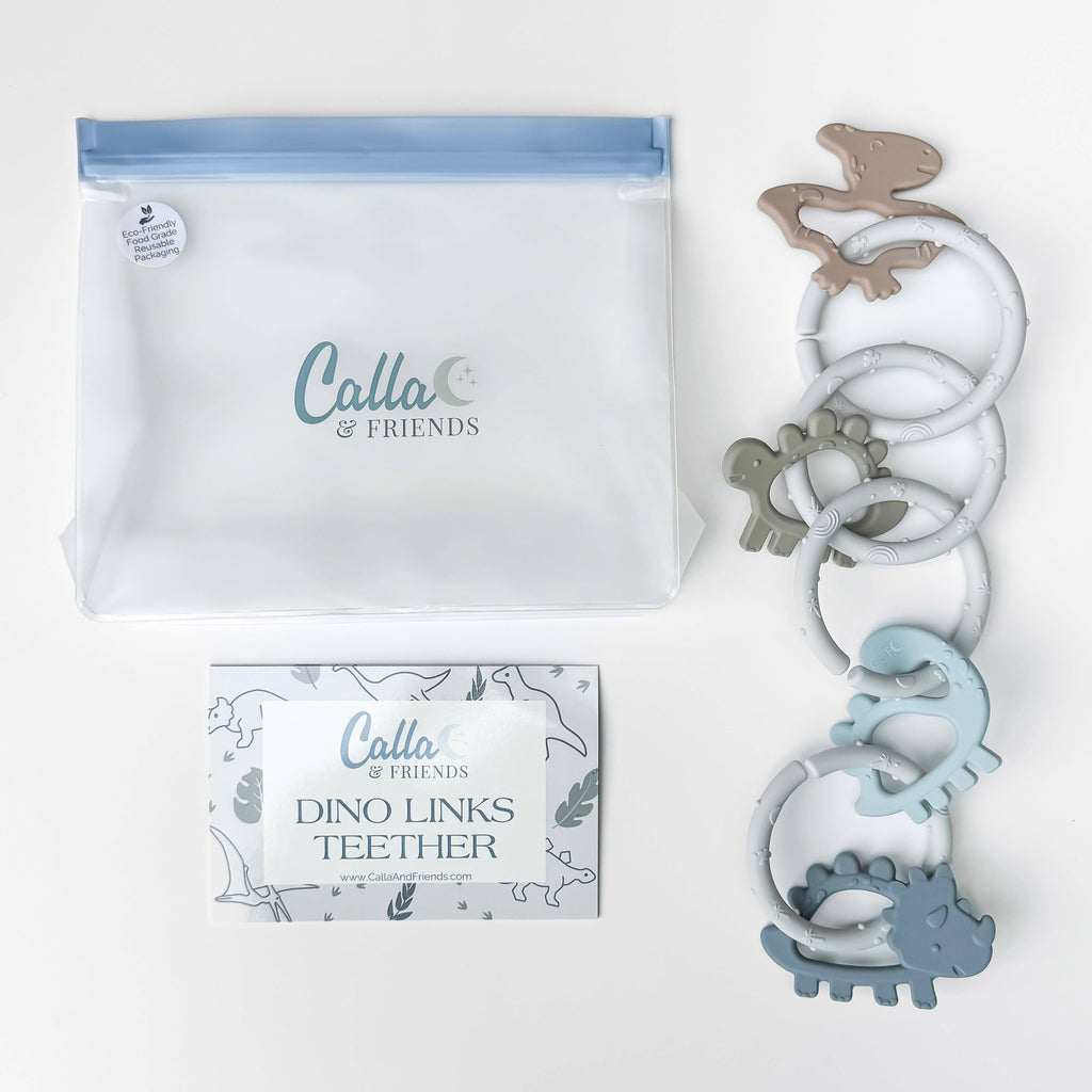 Dino Rings Silicone Teether: Blue/Green