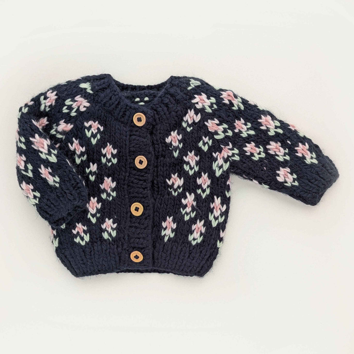Bitty Blooms Indigo Cardigan Sweater for Baby & Toddler: 3-4T