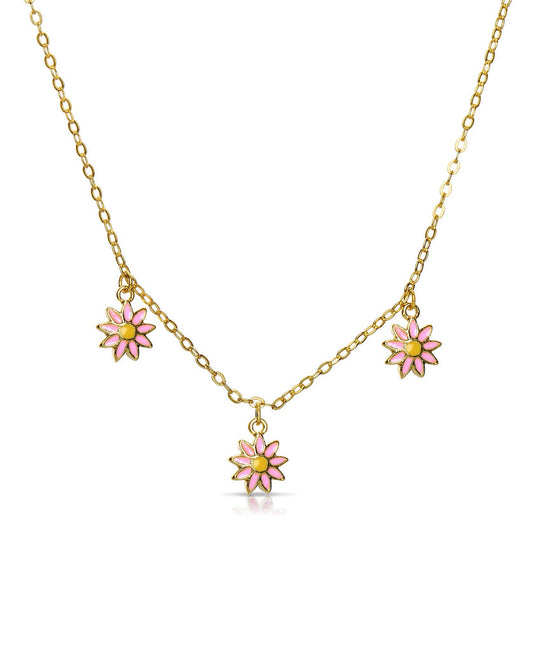 Flowers Dangle Necklace: Pink
