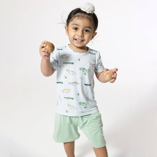 Fishing - Crew Neck Tee with Casual Shortl