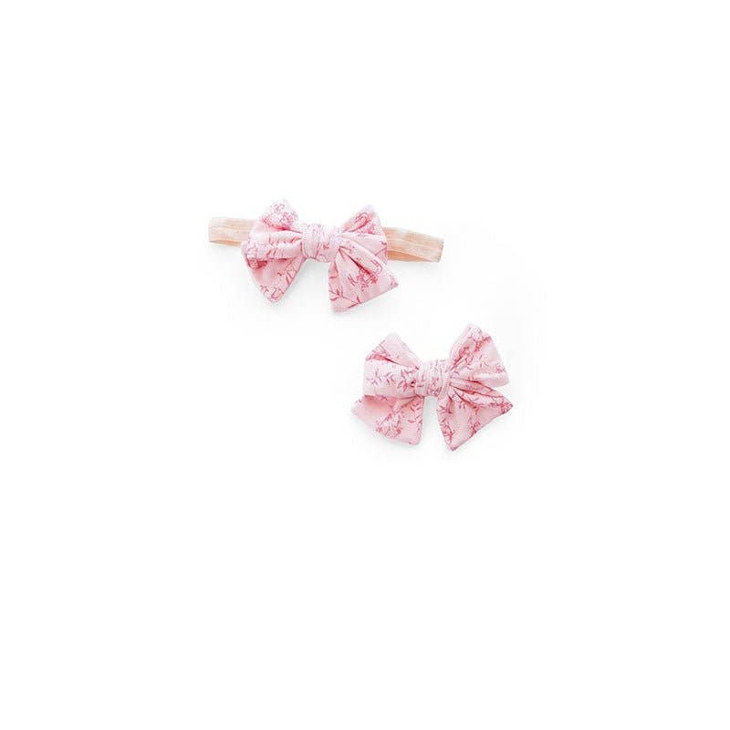 HEADBAND & BOW SET: Whimsical Garden / ONE SIZE