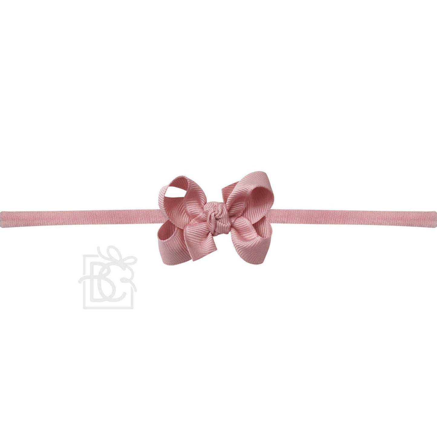 1/4" NYLON PANTYHOSE HEADBAND W/SIGNATURE GROSGRAIN BOW: PINK / 2" Toddler