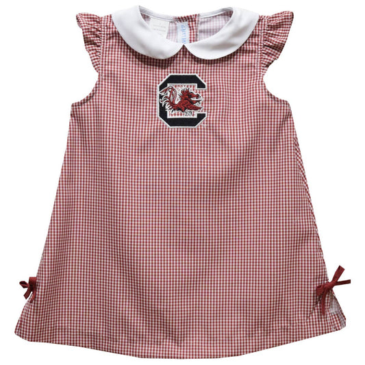 South Carolina Gamecocks Embroidered  Gingham A Line Dress: 6M
