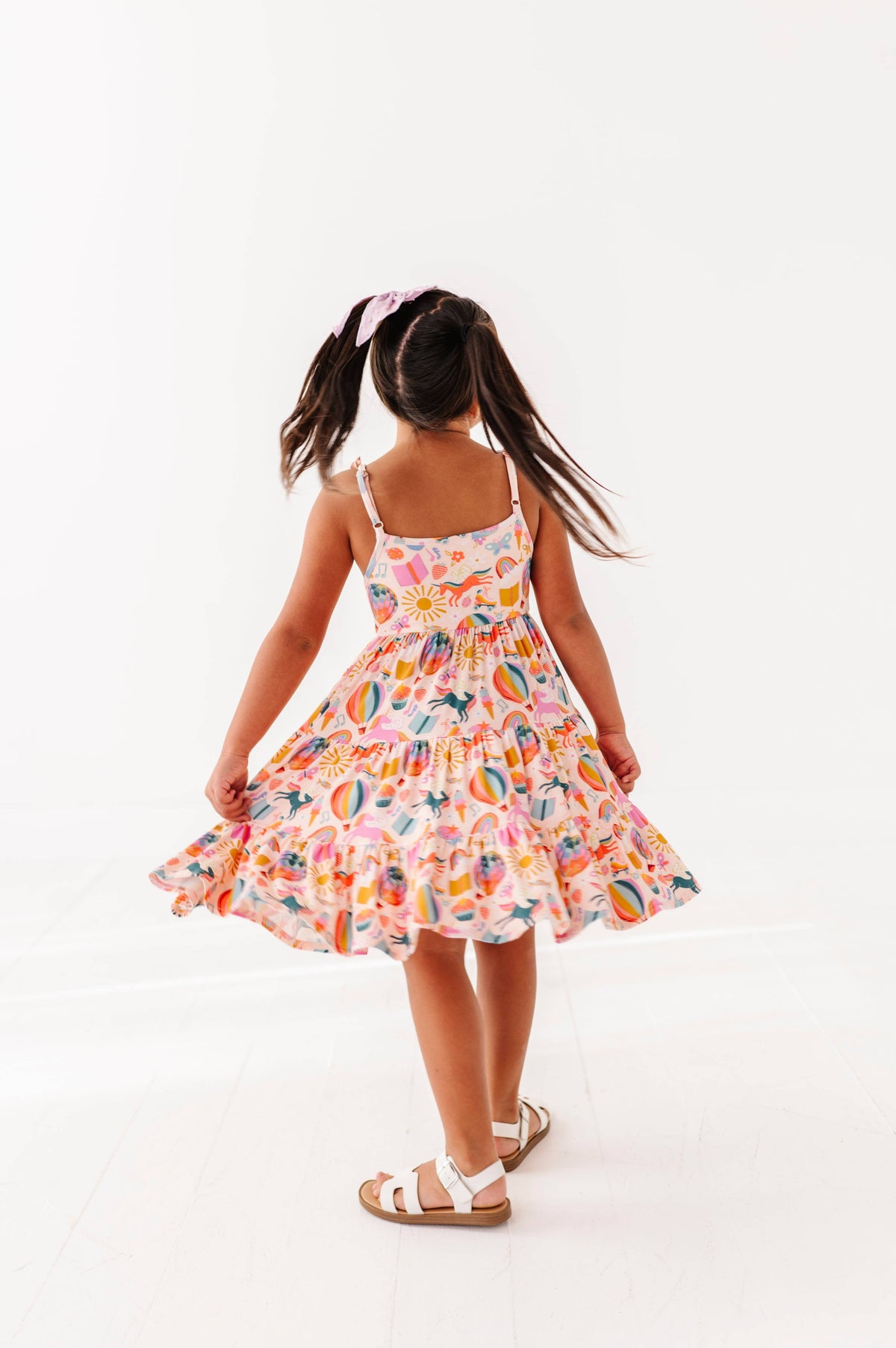 Retro Rainbow Ruffle Bamboo Dress