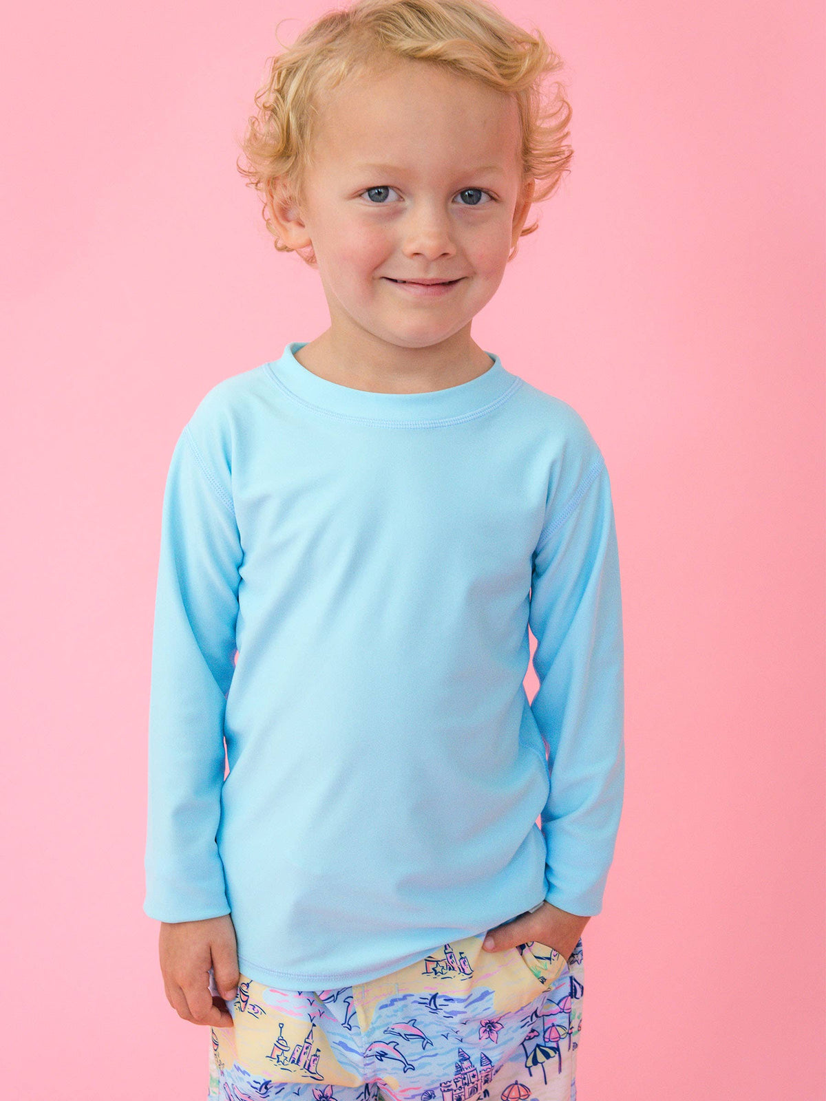 Boys Blue Breeze Long Sleeve Rash Guard: Blue