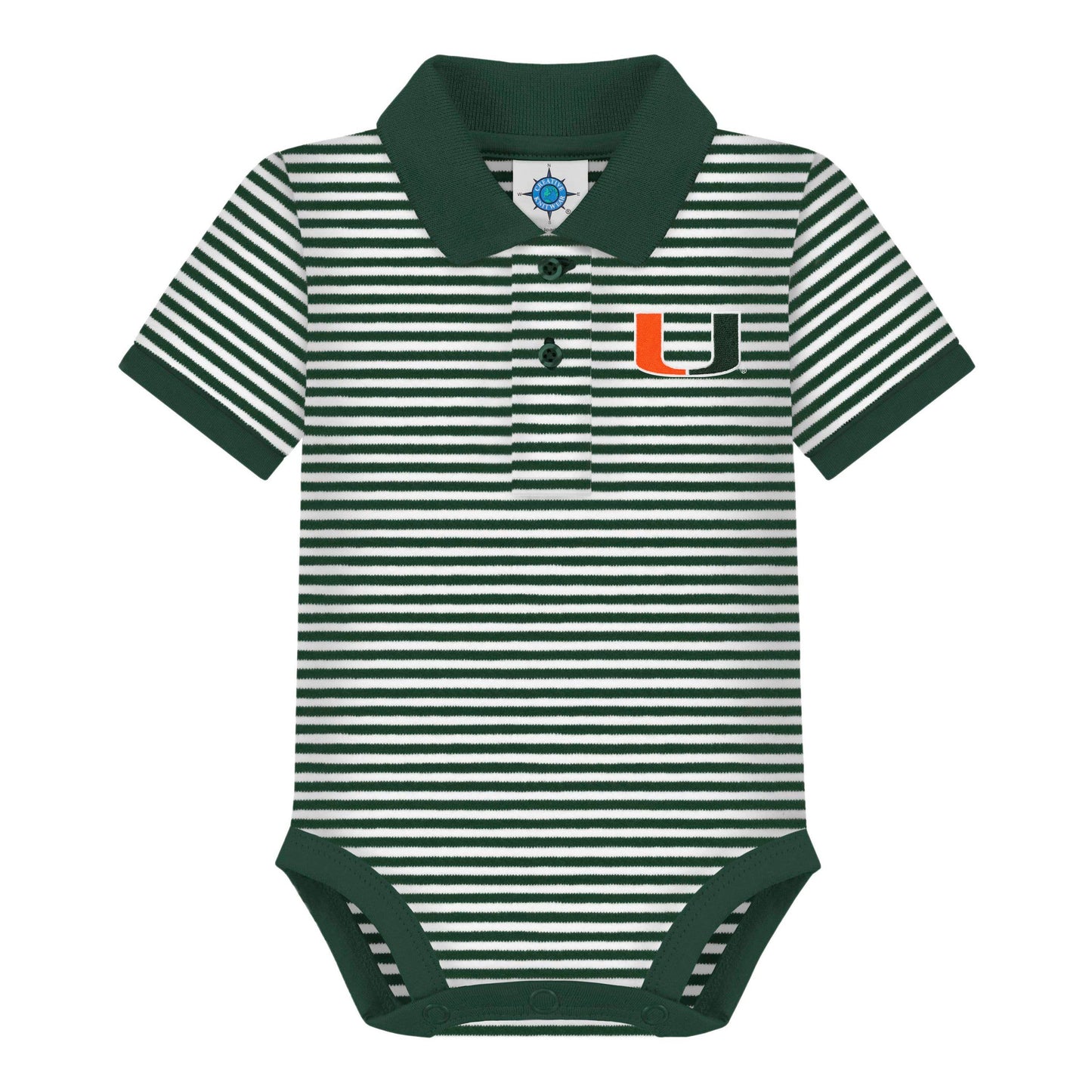 Miami Hurricanes Striped Infant Polo Bodysuit  : Hunter