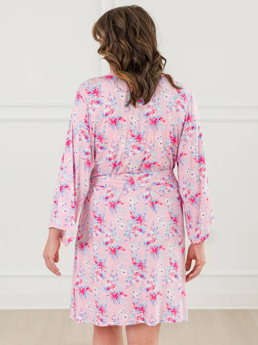 SoftSnooze™ Women's Bamboo Viscose Pretty in Pink Floral Mommy & Me Maternity Robe & Gown