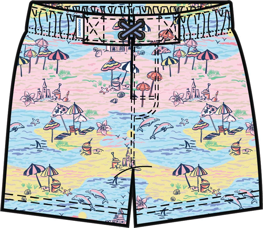 Boys Beach Day Performance Hybrid Swim Trunks: Multi-Color
