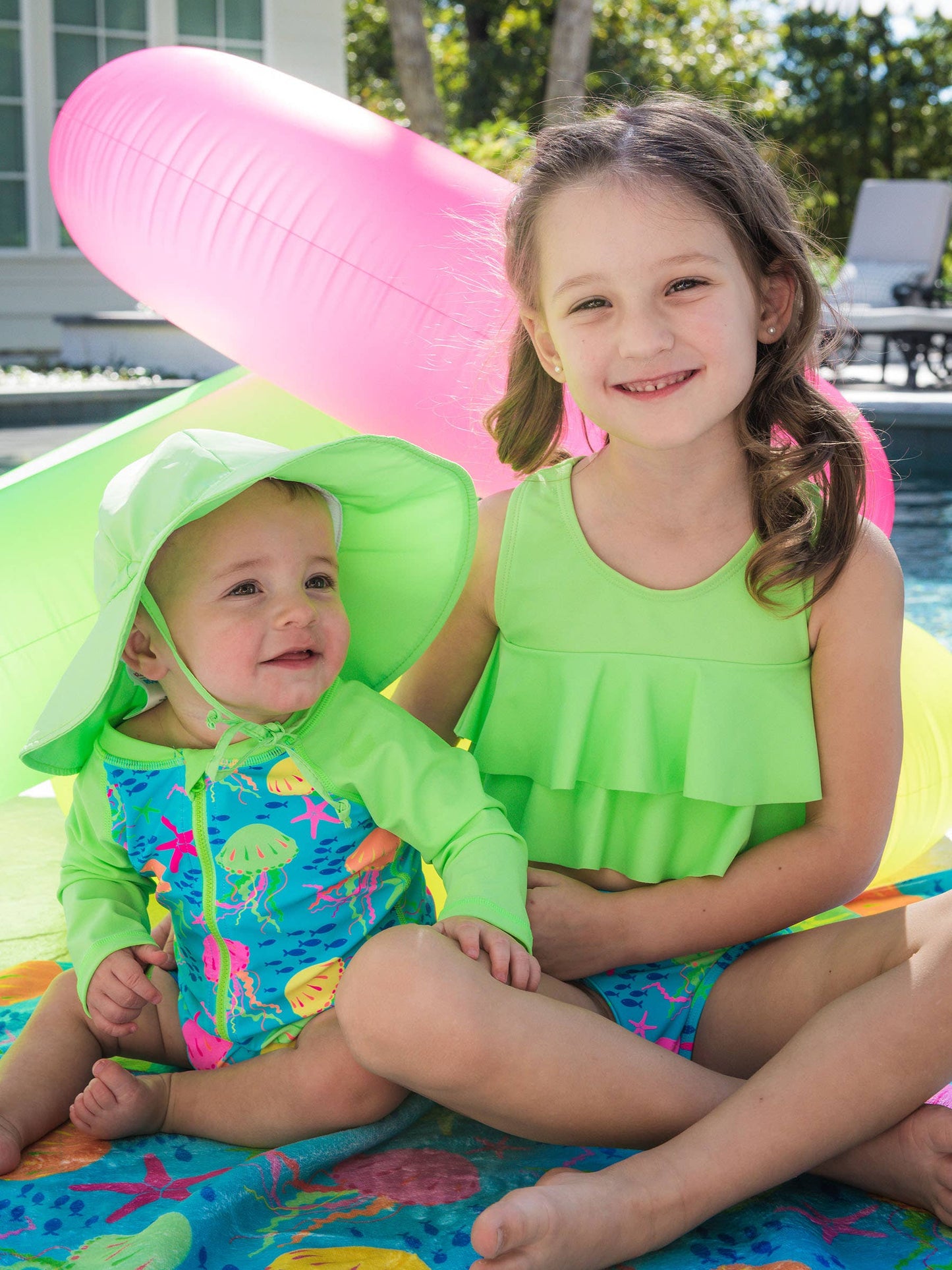 Baby Boys Neon Jelly Time Long Sleeve One Piece Rash Guard Swimsuit: Blue