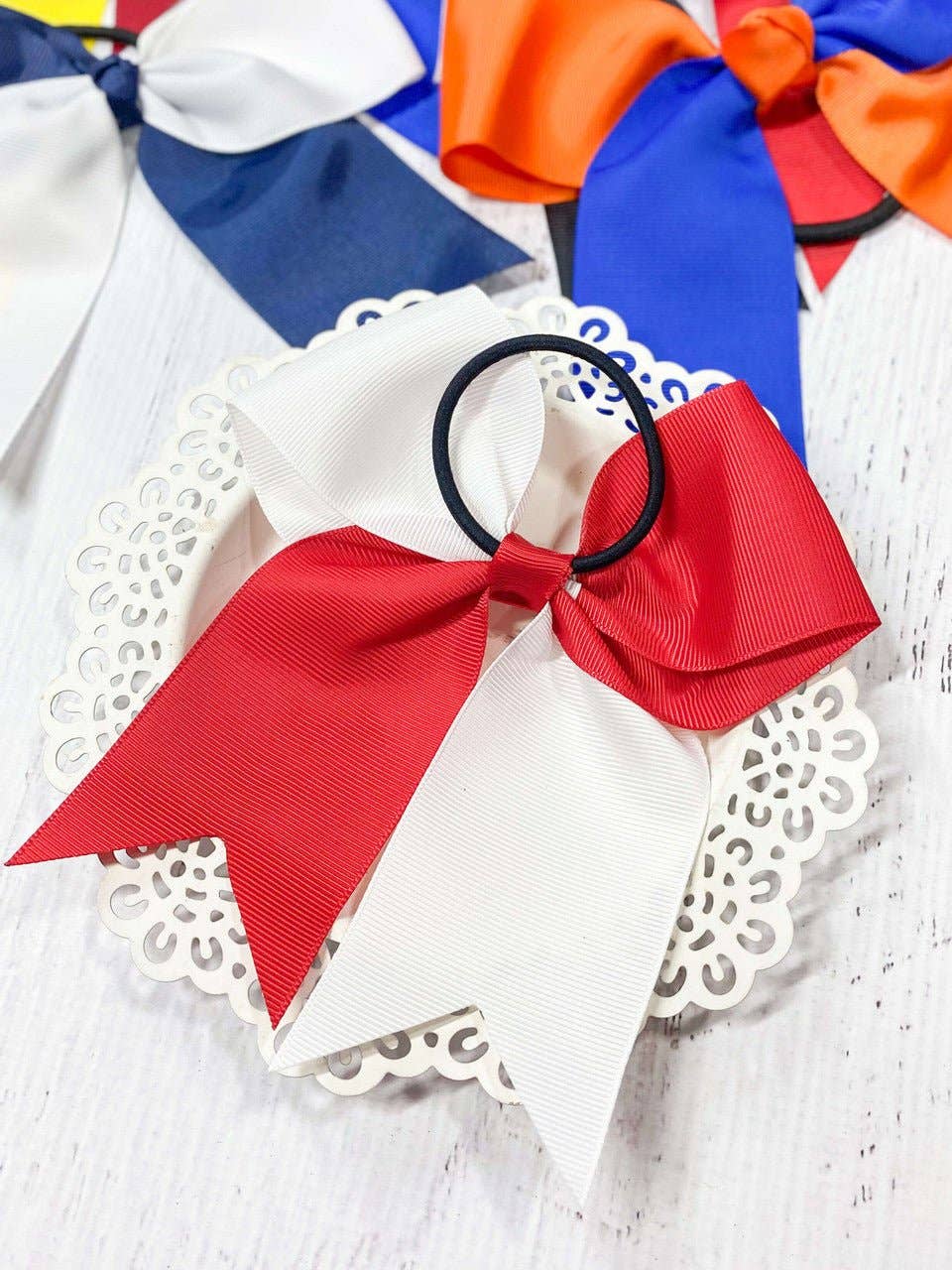 School Spirit Cheer Bows - Pony O - 6": Blue/Yellow