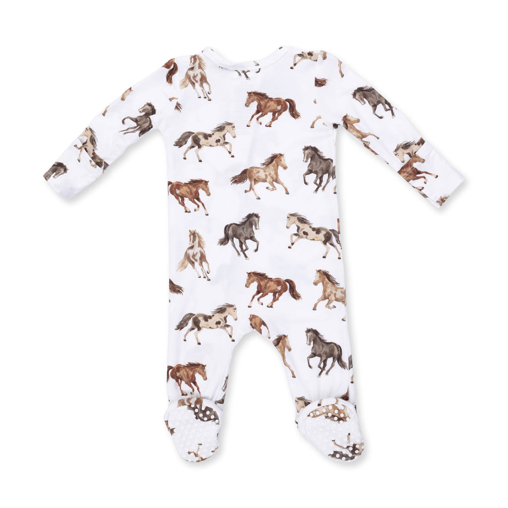 Wild Horses - 2 Way Zipper Footie: NB