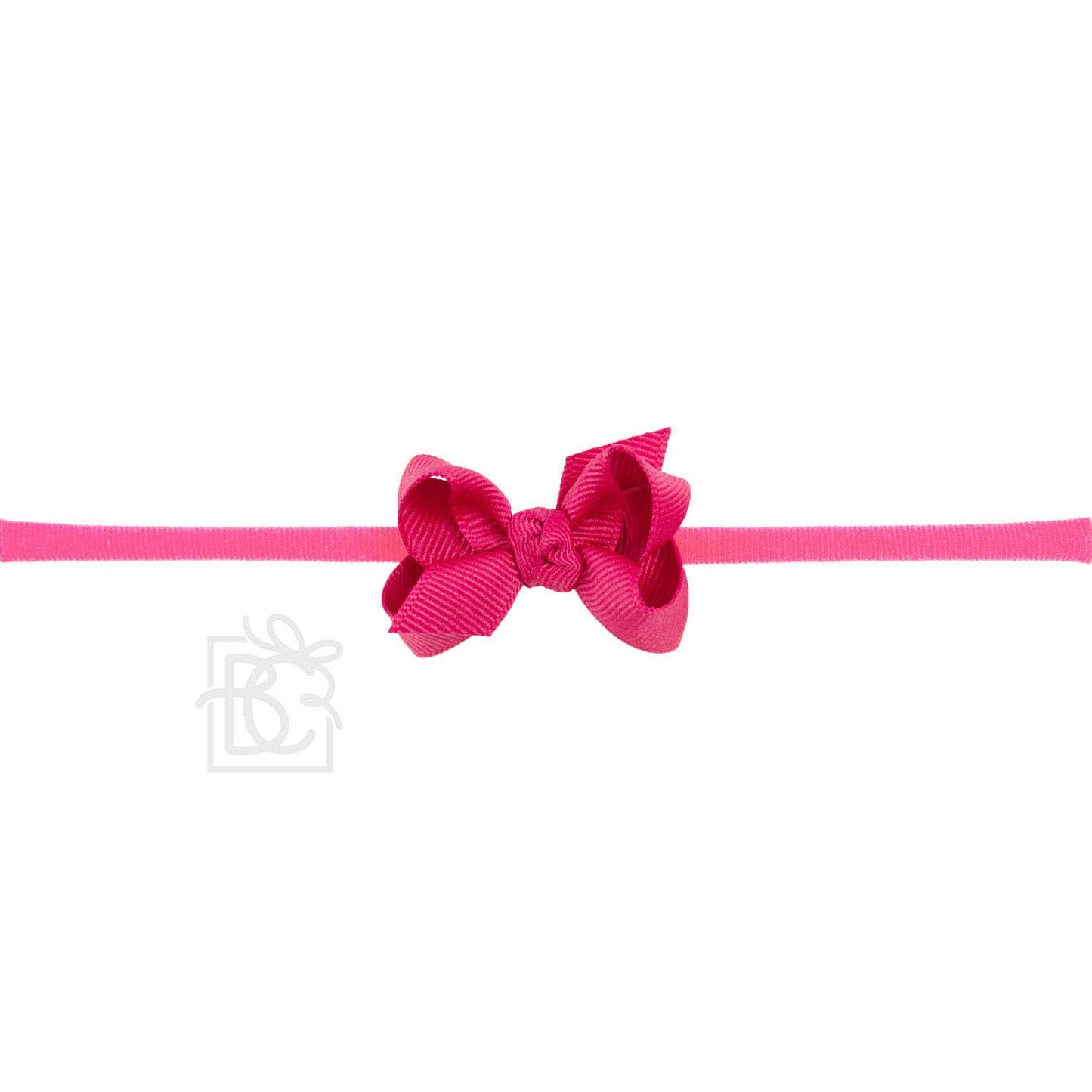 1/4" NYLON PANTYHOSE HEADBAND W/SIGNATURE GROSGRAIN BOW: PINK / 2" Toddler