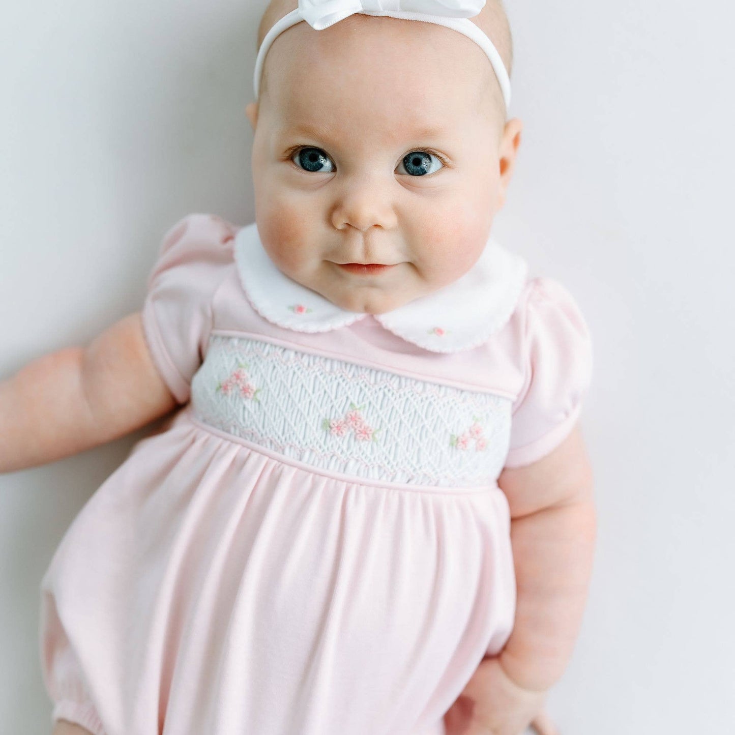Willow's Classics Smocked Short Sleeve Bubble - Pink: