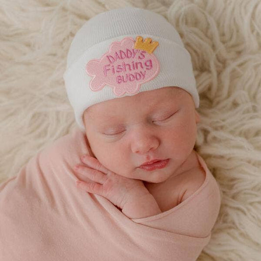 DADDY’S FISHING BUDDY Boy or Girl Fishing Hat Newborn Hat: Blue Boy