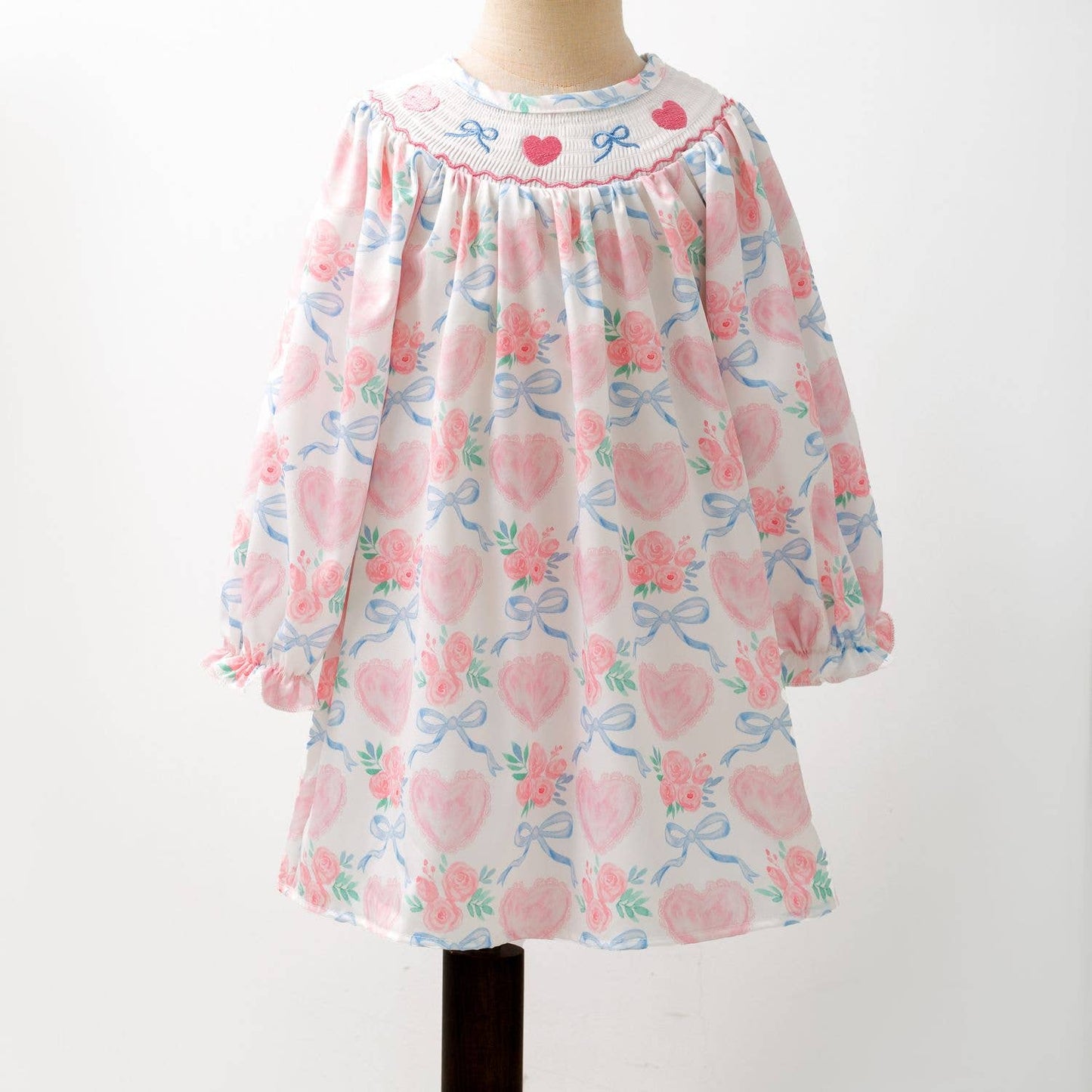 Scalloped Heart Smocked Girls Dress