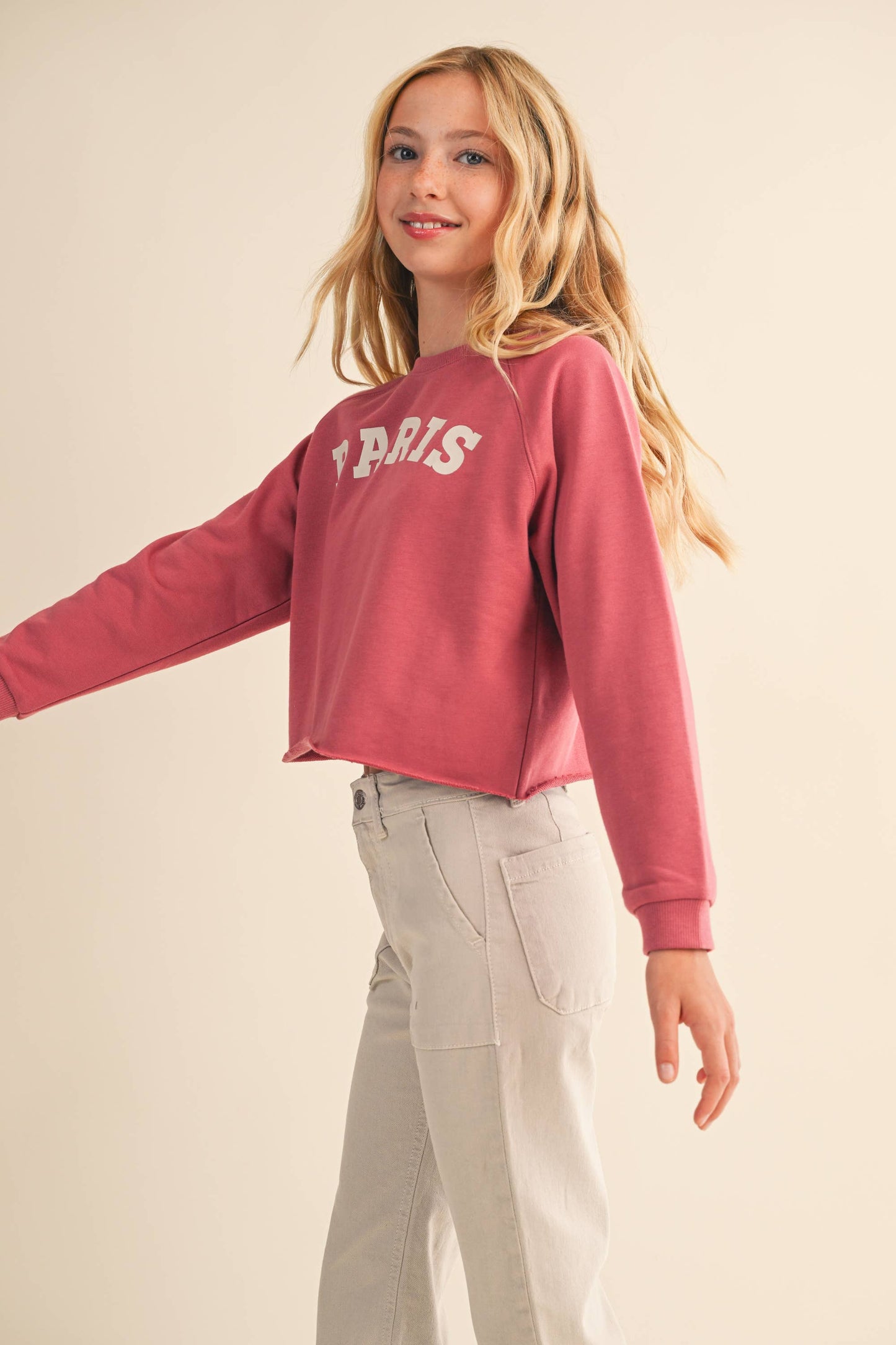 Girl's Cropped Paris Sweatshirt