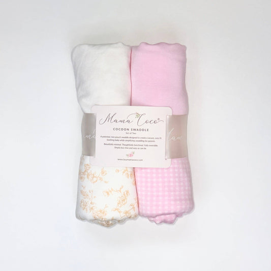 COCOON SWADDLE SET in Silky Modal: Bitty Pink Blooms & Bitty Blooms / Small