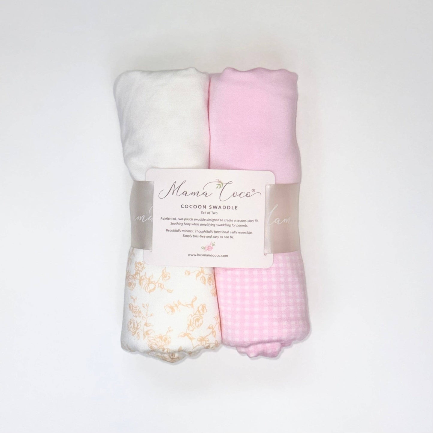 COCOON SWADDLE SET in Silky Modal: Bitty Blooms & Baby Pink Gingham / Small