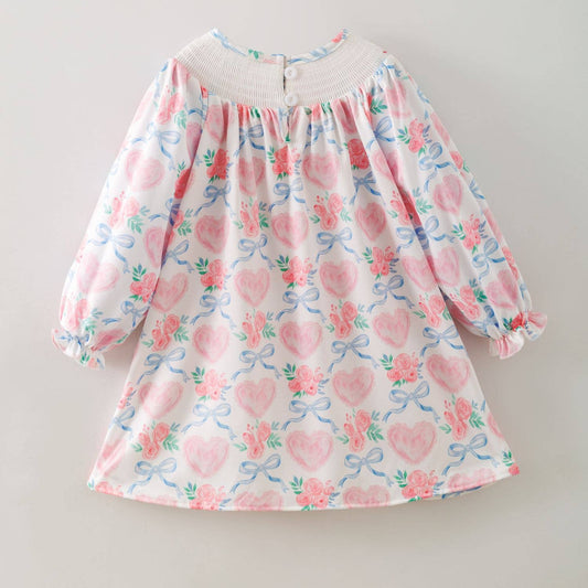 Scalloped Heart Smocked Girls Dress