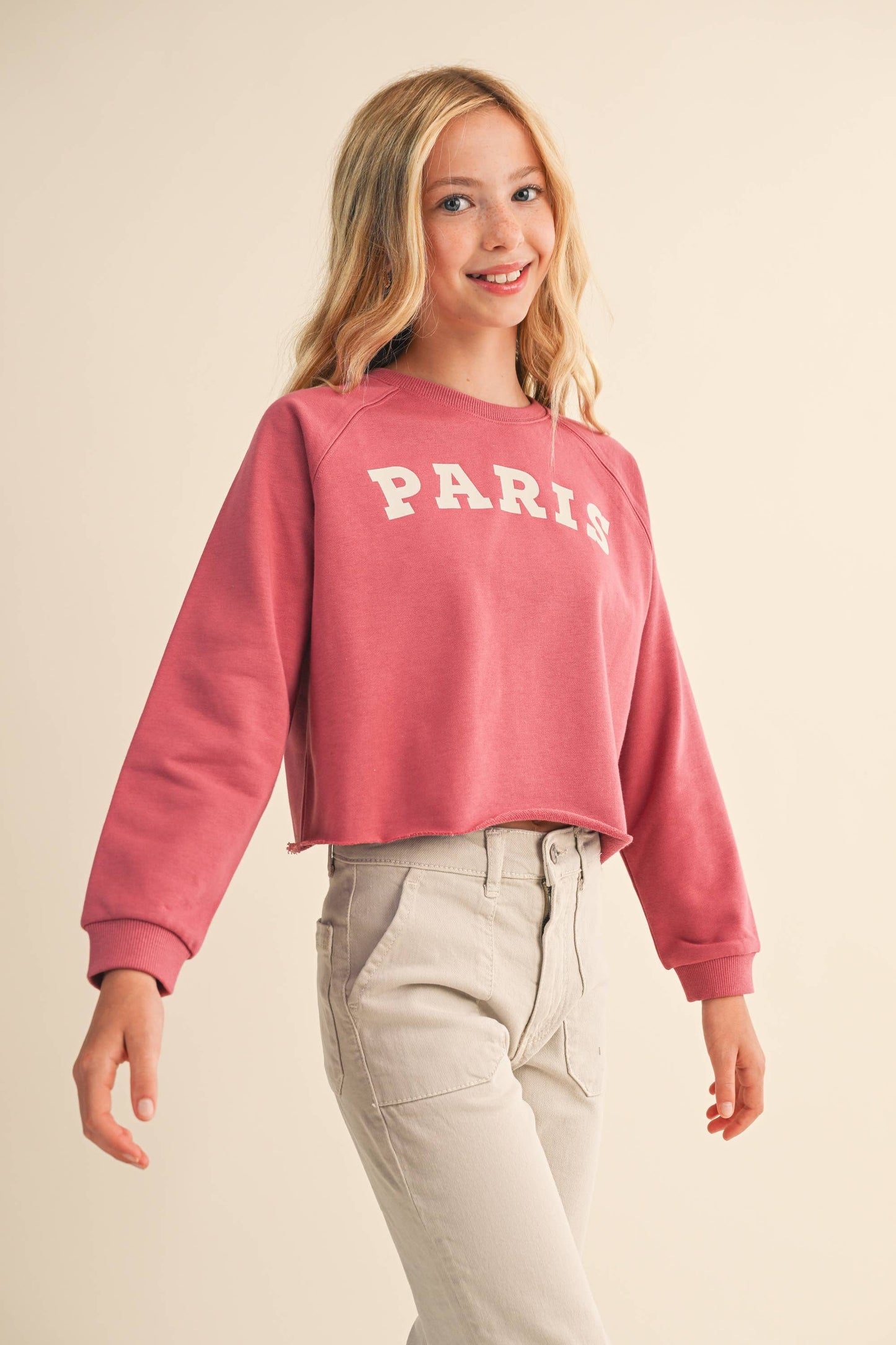Girl's Cropped Paris Sweatshirt