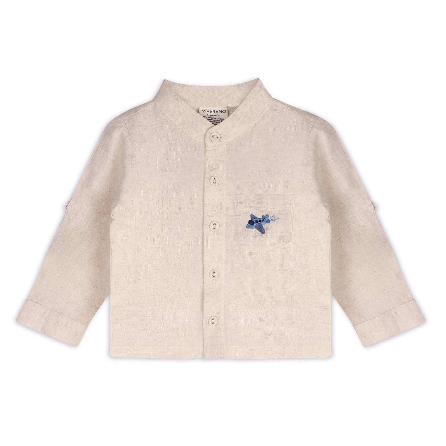 Portofino Baby Shirt & Pants Set (Organic Cotton): Natural / Navy