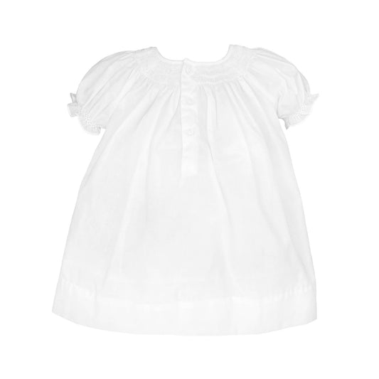 Daygown with Wave Smocking: White / Newborn