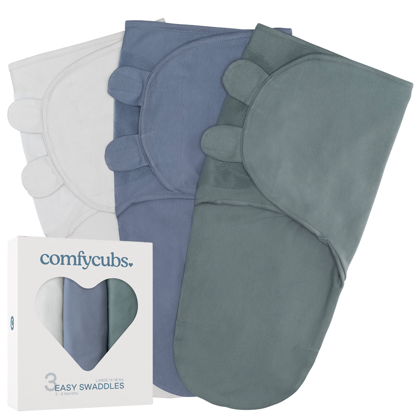 Easy Swaddle Blanket, 3 Pack - 100% Cotton by Comfy Cubs: Pink / Small (0-3 Months)