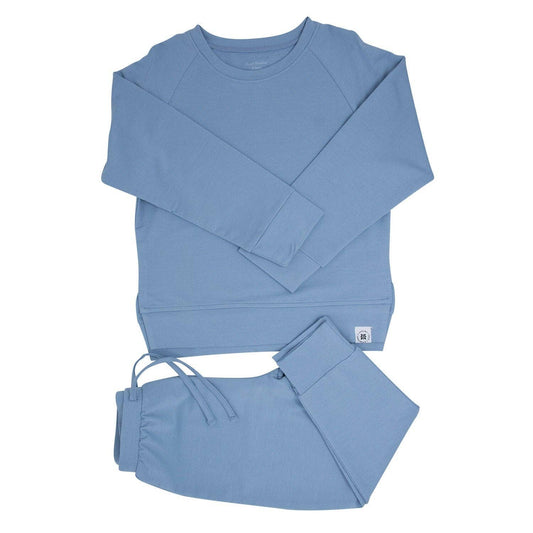Crew Neck Jogger Set - Blue Fog French Terry: Blue Fog French Terry / 6 Years