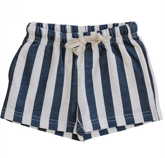 Navy Stripe Drawstring Shorts