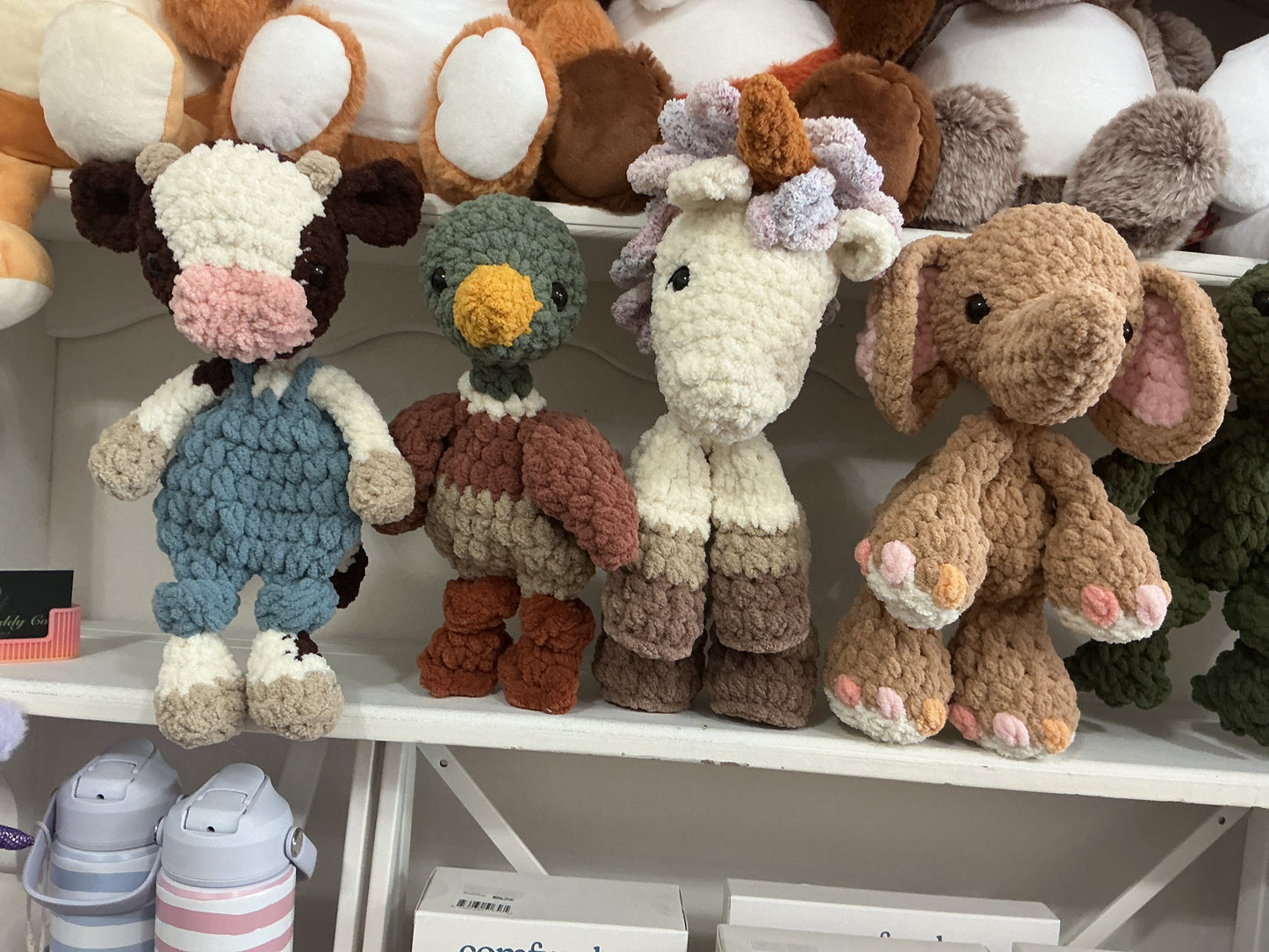 Locally handmade crocheted animals.