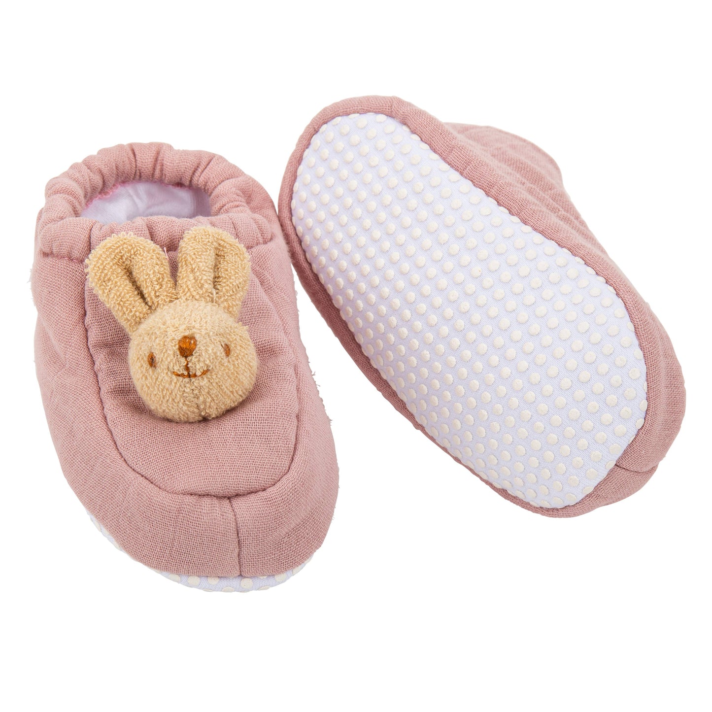 Organic Cotton Bunny Slippers Old Pink